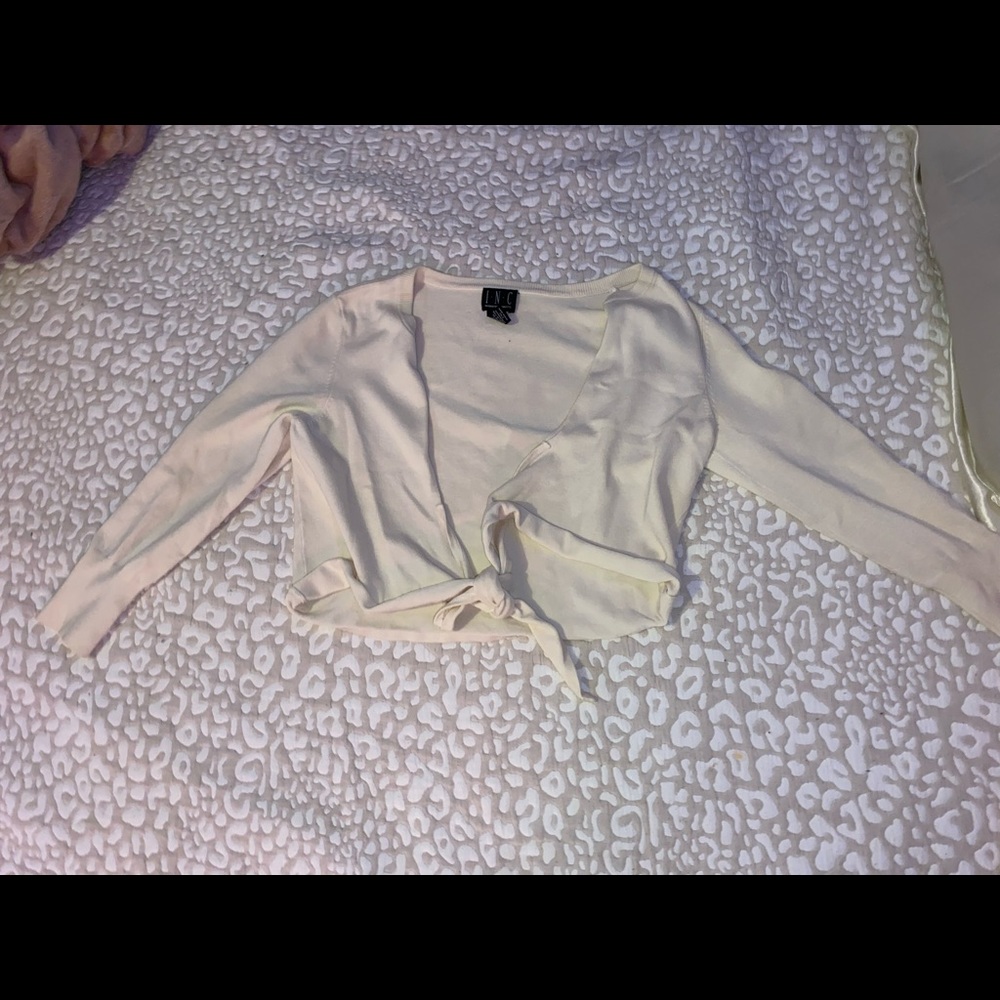 Creme Long Sleeve Tie Around Sweater